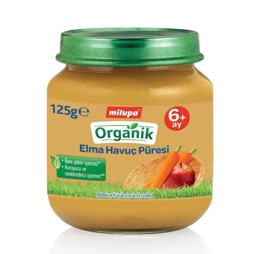 Milupa Organik Elmalı Havuçlu Kavanoz Maması 125 gr - 1