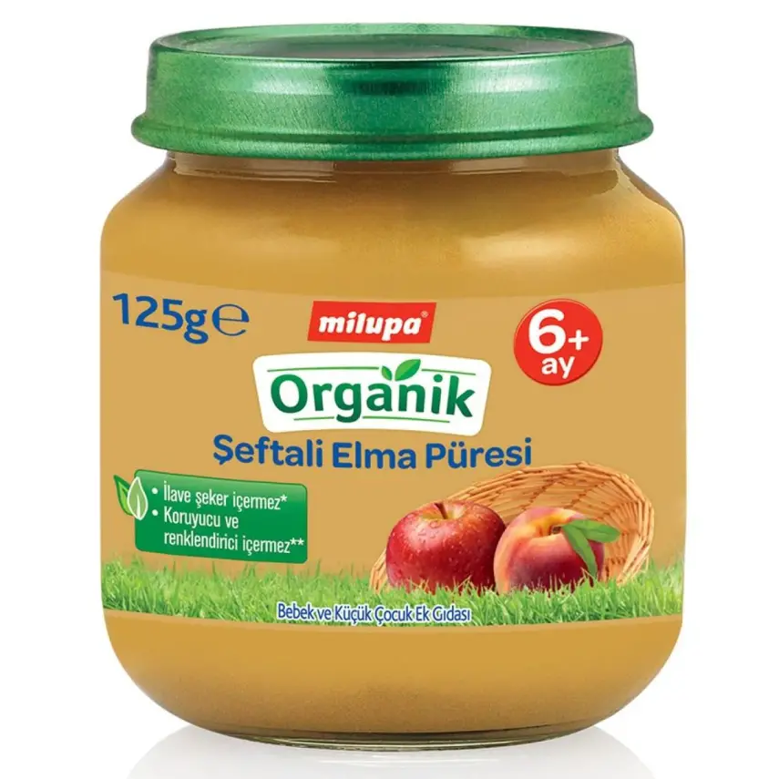 Milupa Organik Kavanoz Maması Şeftali Elma 125 gr - 1
