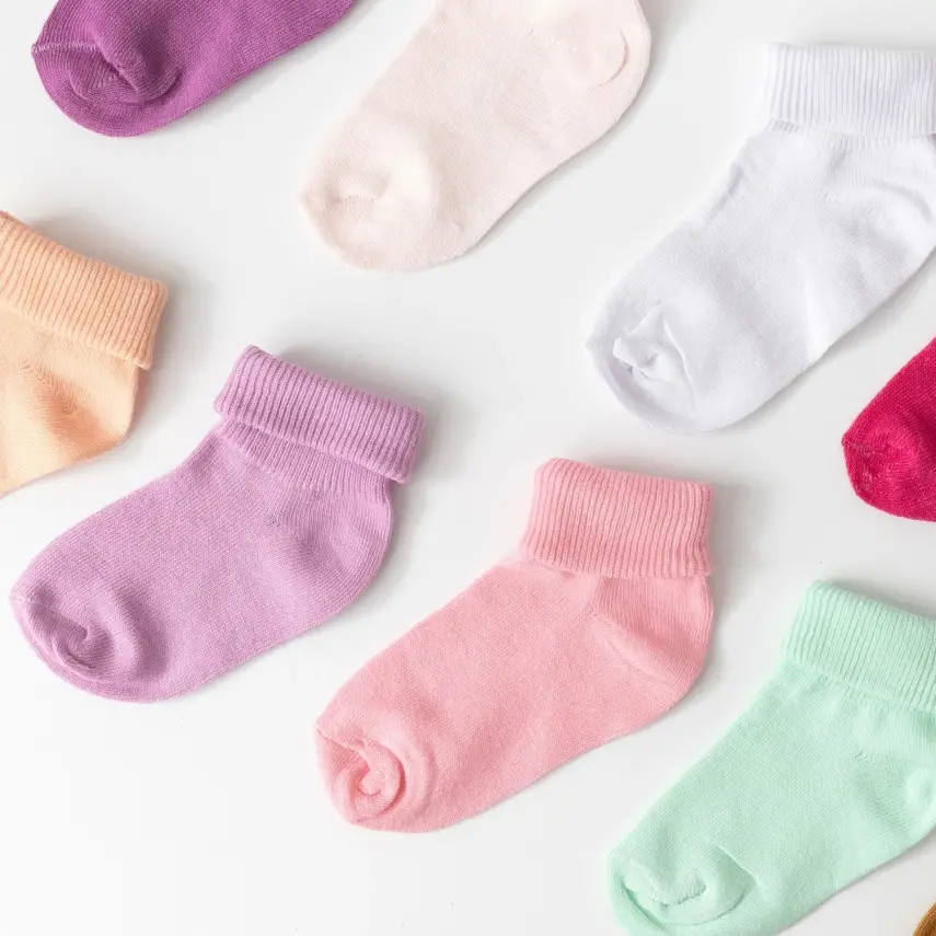 Mini Damla 10lu Karışık Renkli Unisex Bebek Soket Çorap  - 2