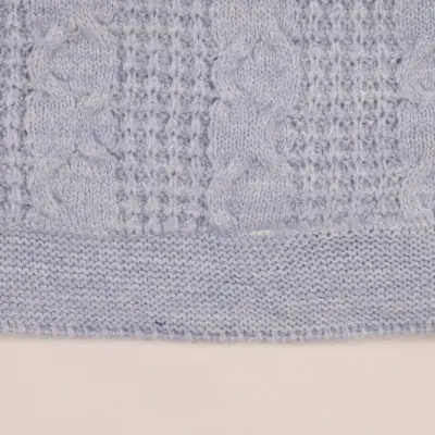 Mini Damla Battaniye Triko Penguen Nakışlı 80x100cm Mavi - 4