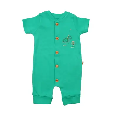 Mini Damla Bebek Kısa Kollu Tulum Kısa Balıklı Yeşil