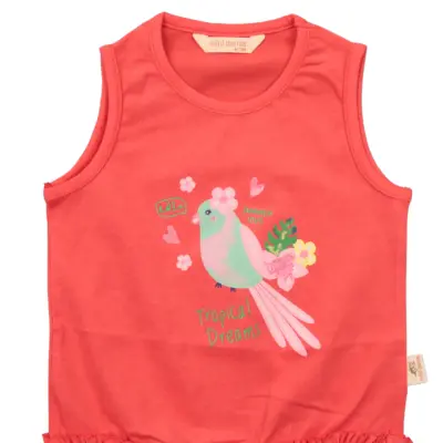 Mini Damla Bebek T-Shirt Kolsuz Tropikal Nar Çiçeği - 2