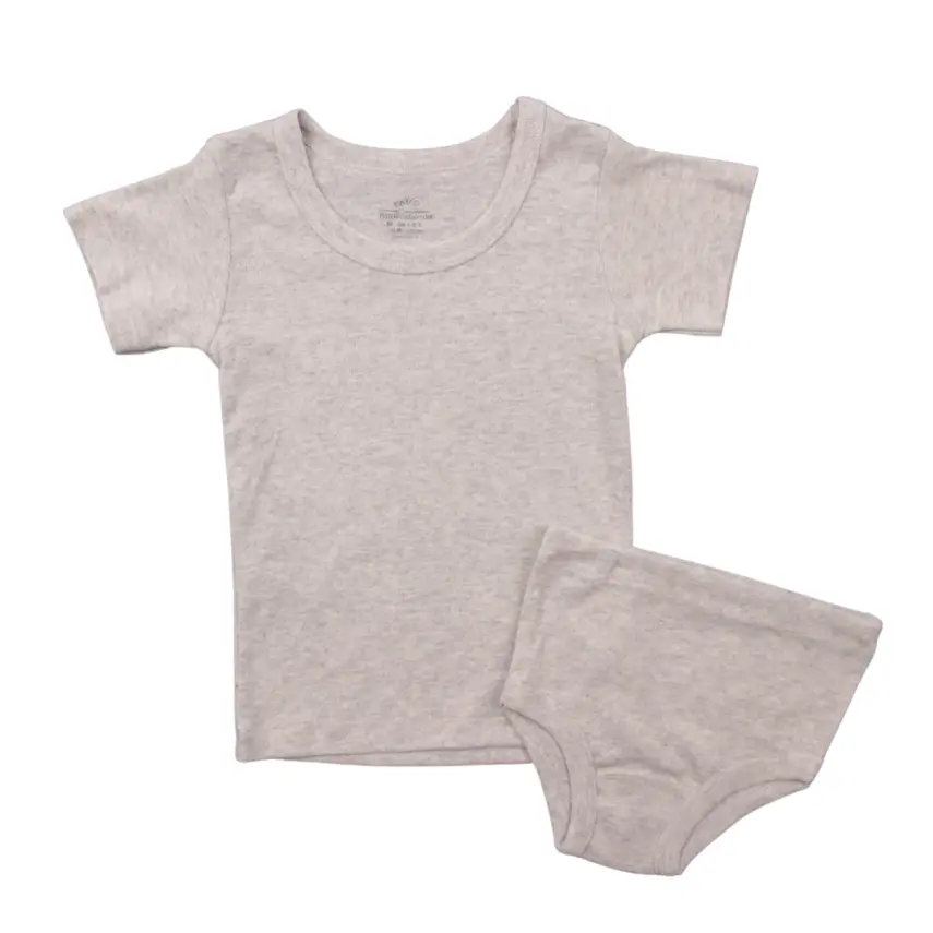 Mini Damla Çamaşır Takımı Kısa Kol Gri Melanj - 1