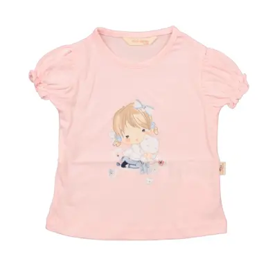 Mini Damla Çocuk T-Shirt Kedili Kız Pembe - 5