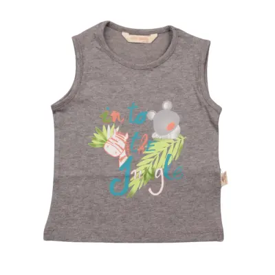 Mini Damla Çocuk T-Shirt Kolsuz Jungle Füme 