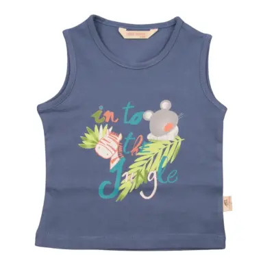 Mini Damla Çocuk T-Shirt Kolsuz Jungle İndigo 
