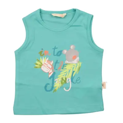 Mini Damla Çocuk T-Shirt Kolsuz Jungle Yeşil - 3
