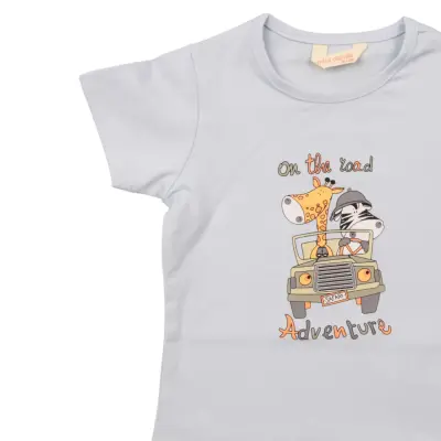 Mini Damla Çocuk T-Shirt Safari Mavi (1)