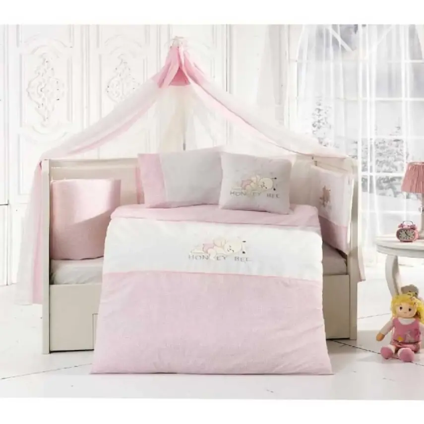 Mini Damla Honey Bee Uyku Seti 75x130 cm Pembe - 1