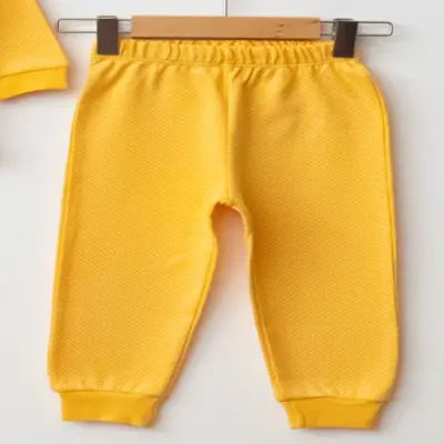 Mini Damla Pijama Takımı Penye Matweis Emprime Kamyon Baskılı Sarı (1)