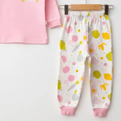 Mini Damla Pijama Takımı Penye Meyve Sebze Emprime Pembe - 5