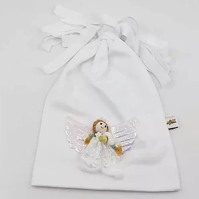 Mini Damla Şapka Püsküllü Likralı Beyaz