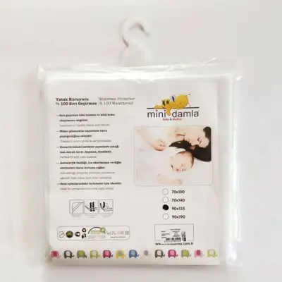 Mini Damla Su Geçirmez Kaydırmaz Alez Yatak Koruyucu 90X135Cm Beyaz (1)