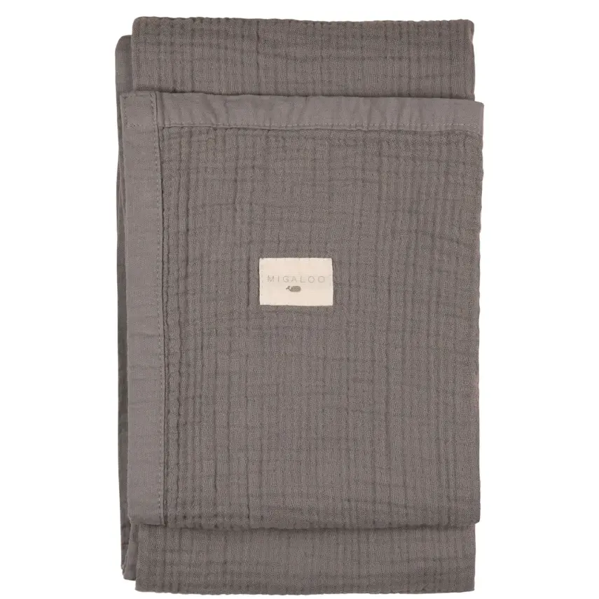 Mixi Baby Migaloo Dört Katlı Çok Amaçlı %100 Pamuklu Bebek Çocuk Müslin Örtü 90x120 cm Gri - 3
