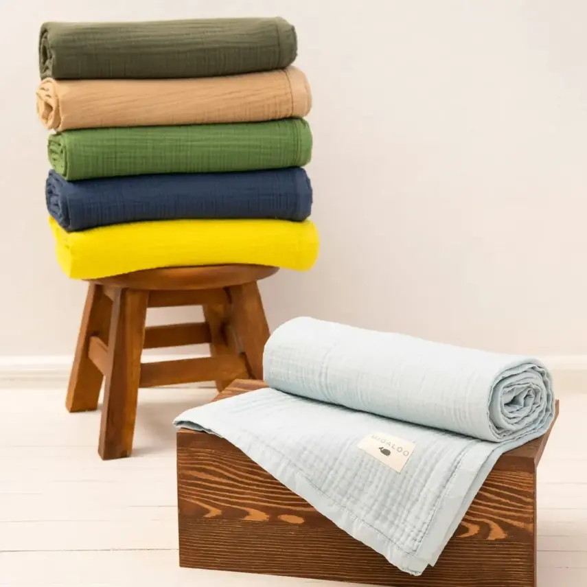 Mixi Baby Migaloo Dört Katlı Çok Amaçlı %100 Pamuklu Bebek Çocuk Müslin Örtü 90X120 Cm Mavi - 2