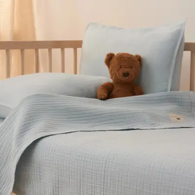 Mixi Baby Migaloo Dört Katlı Çok Amaçlı %100 Pamuklu Bebek Çocuk Müslin Örtü 90X120 Cm Mavi - 4