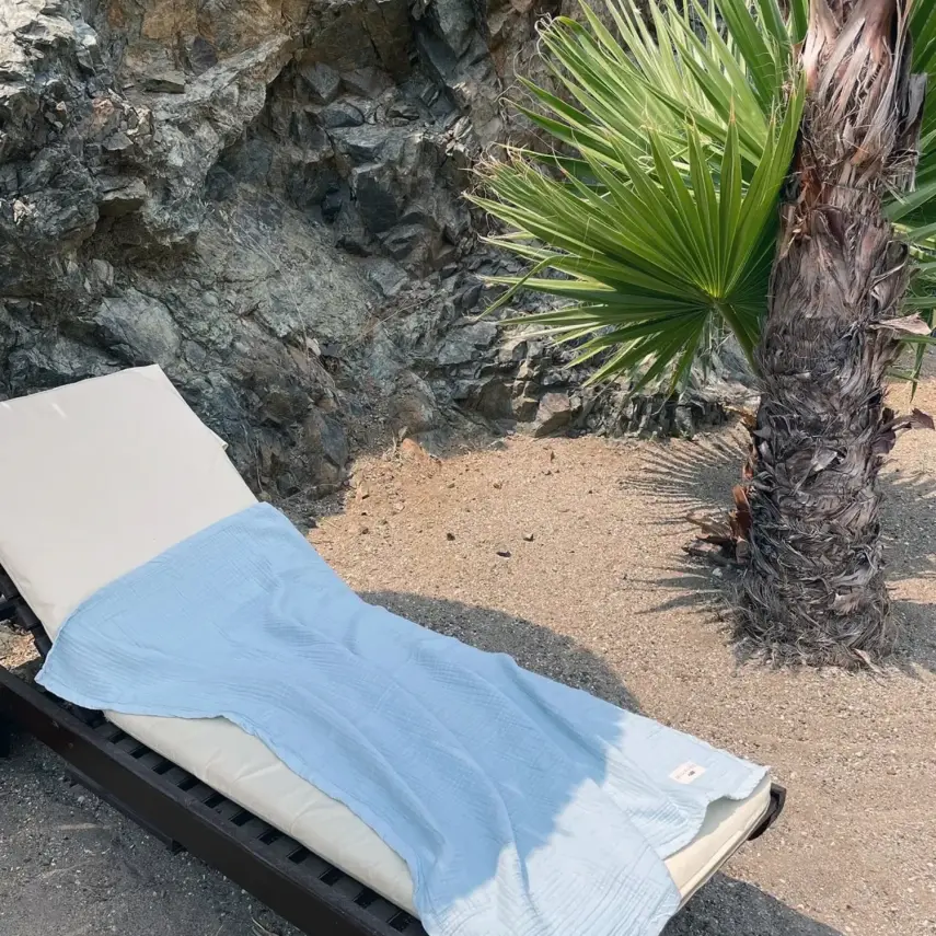 Mixi Baby Migaloo Dört Katlı Çok Amaçlı %100 Pamuklu Bebek Çocuk Müslin Örtü 90X120 Cm Mavi - 8