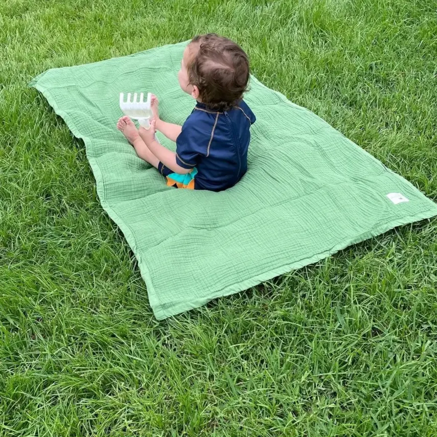 Mixi Baby Migaloo Dört Katlı Çok Amaçlı % 100 Pamuklu Bebek Çocuk Müslin Örtü 90X120 Cm Yeşil - 5