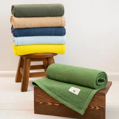 Mixi Baby Migaloo Dört Katlı Çok Amaçlı % 100 Pamuklu Bebek Çocuk Müslin Örtü 90X120 Cm Yeşil - 8