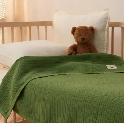Mixi Baby Migaloo Dört Katlı Çok Amaçlı % 100 Pamuklu Bebek Çocuk Müslin Örtü 90X120 Cm Yeşil - 3