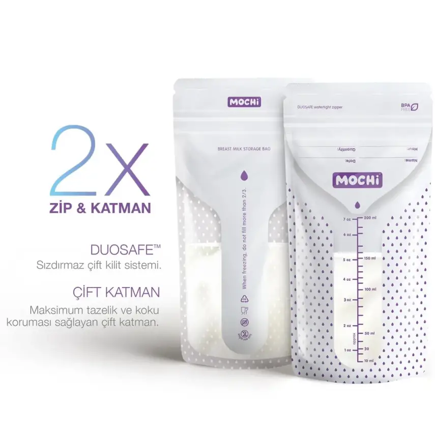 Mochi Anne Sütü Saklama Poşeti 200 ml 50li - 7