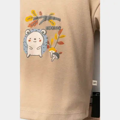 Moi No Kirpi Deseli Erkek Bebek 2li Takım Sütlü Kahve - 3