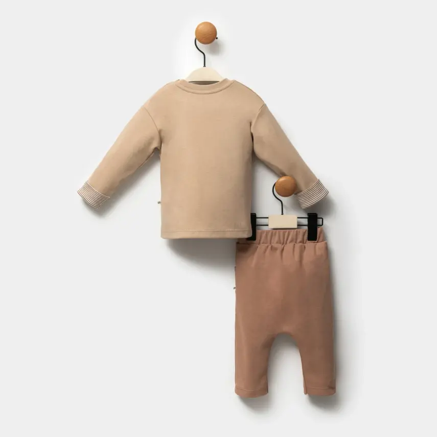 Moi No Kirpi Deseli Erkek Bebek 2li Takım Sütlü Kahve - 2