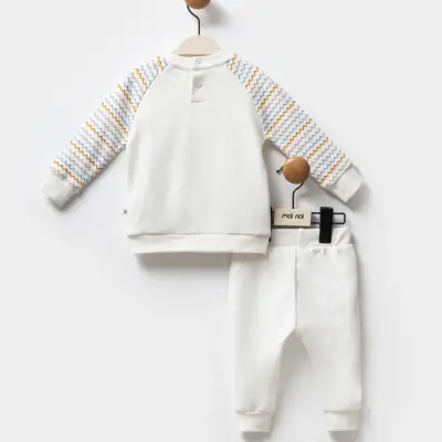 Moi Noi 2Li Bebek Cepli Takım Zigzag Ekru Unisex - 3