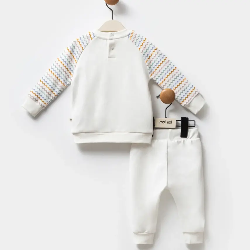 Moi Noi 2Li Bebek Cepli Takım Zigzag Ekru Unisex - 3