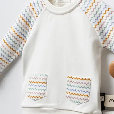 Moi Noi 2Li Bebek Cepli Takım Zigzag Ekru Unisex (1)
