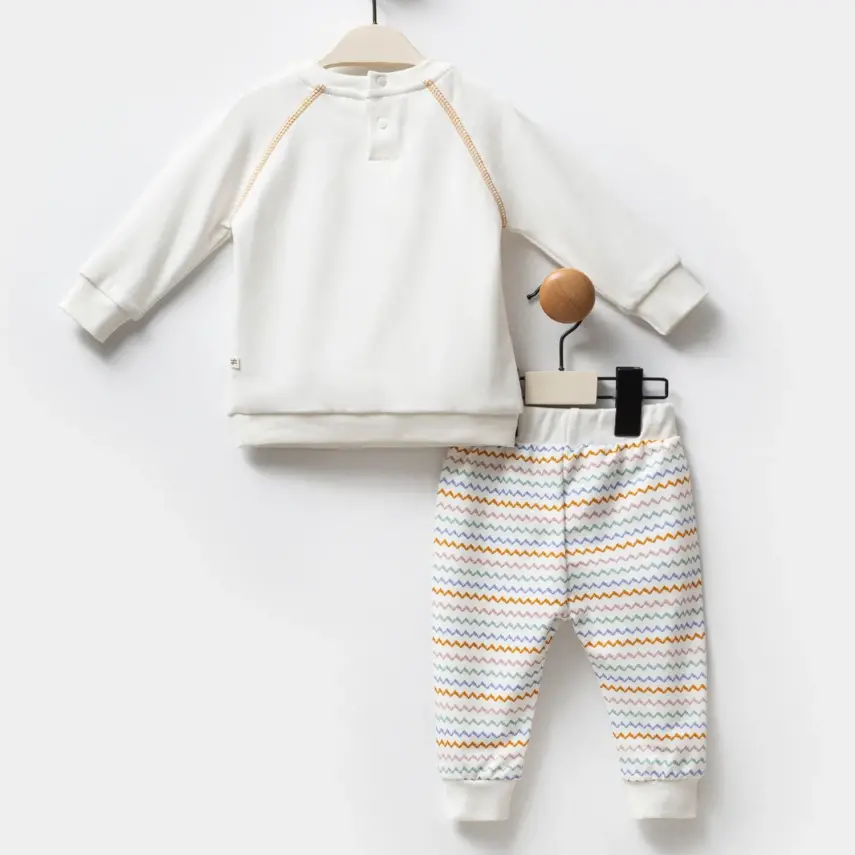 Moi Noi 2Li Bebek Takım Zigzag Ekru Unisex - 9