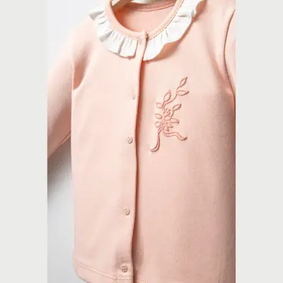 Moi Noi 2li Çıtçıtlı Fırfır Yaka Kız Bebek Takım Flowers Somon - 3