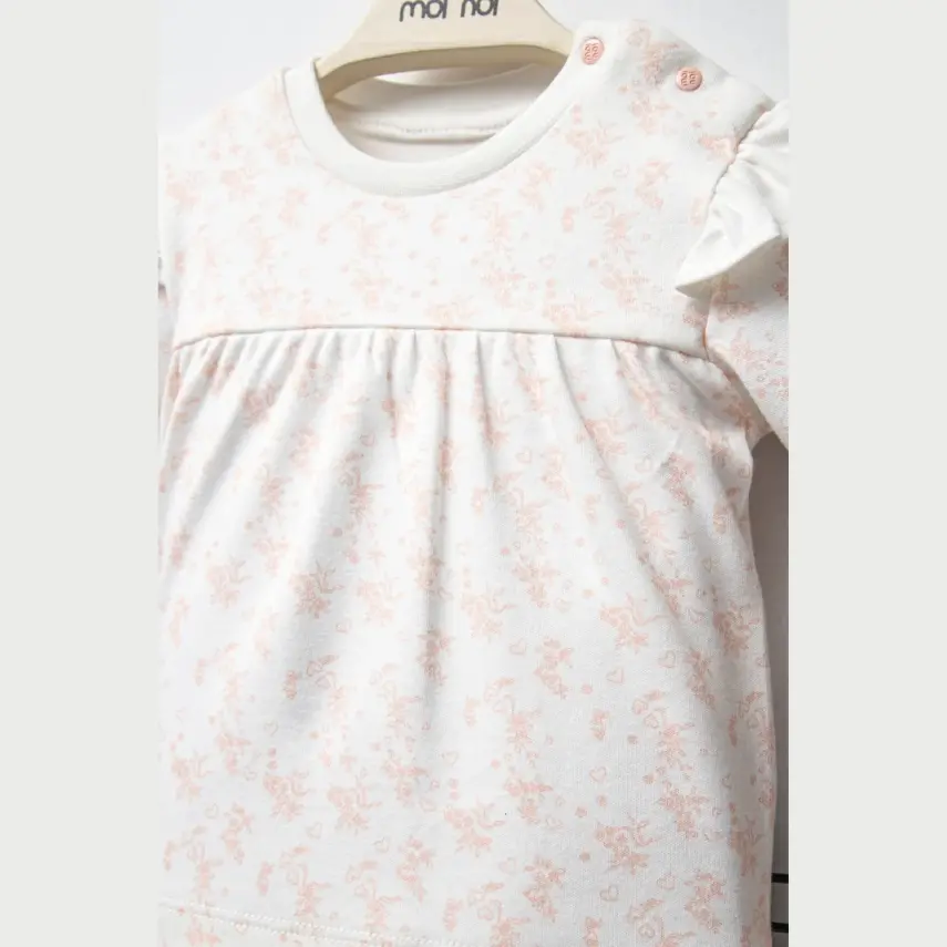 Moi Noi 2li Fırfır Detaylı Kız Bebek Takım Flowers Somon - 6