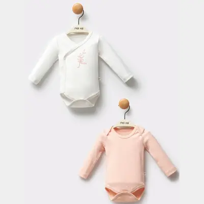 Moi Noi 2li Kız Bebek Body Flowers Somon - 1