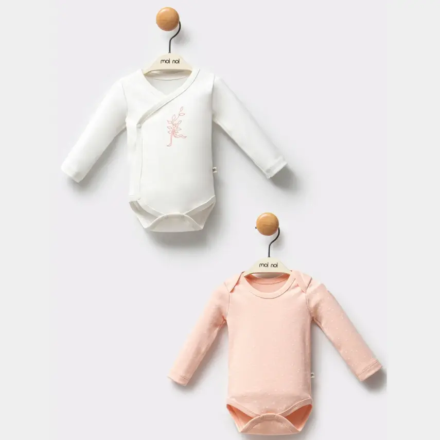Moi Noi 2li Kız Bebek Body Flowers Somon - 1