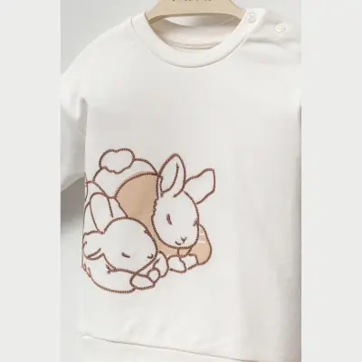 Moi Noi 2li Takım Tavşan Nakışlı Ekru - 2