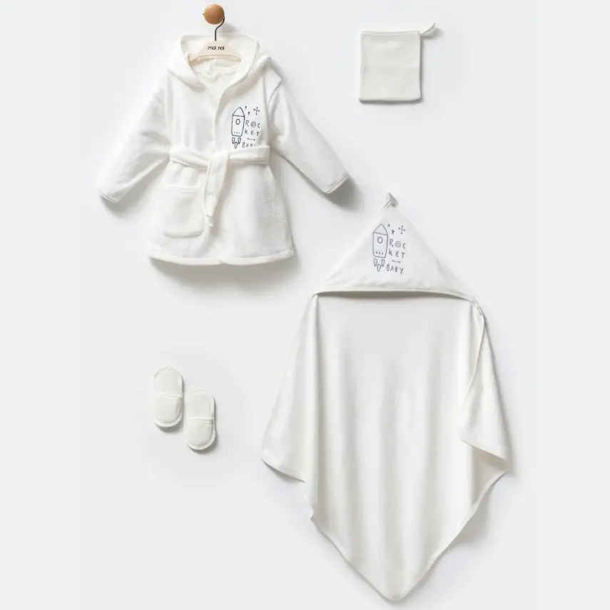 Moi Noi Bebek Bornoz Takımı Planet Desenli Unisex - 1