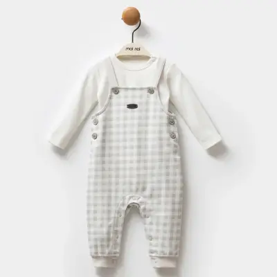 Moi Noi Bebek Salopet Ekose Desenli Unisex