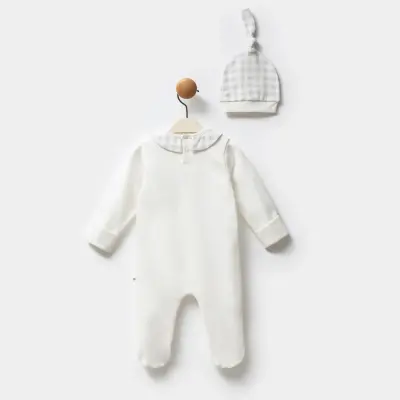 Moi Noi Bebek Tulum Şapkalı Ekose Unisex (1)