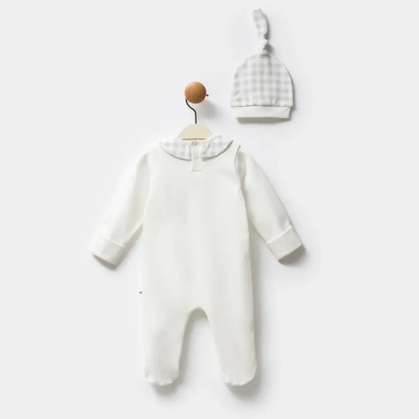 Moi Noi Bebek Tulum Şapkalı Ekose Unisex - 2