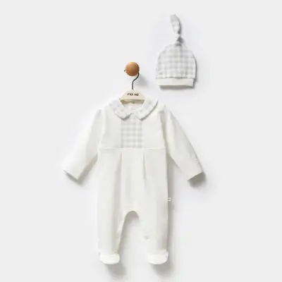 Moi Noi Bebek Tulum Şapkalı Ekose Unisex