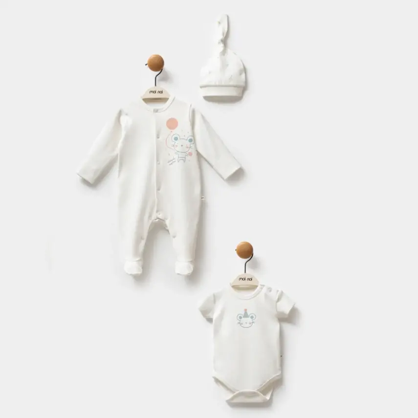 Moi Noi Bebek Tulum Takımı 3Lü Balon Unisex - 1