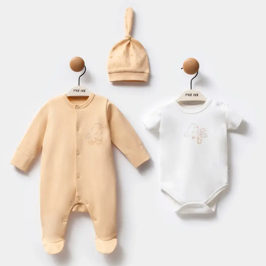 Moi Noi Bebek Tulum Takımı 3Lü Sonbahar Unisex - 1