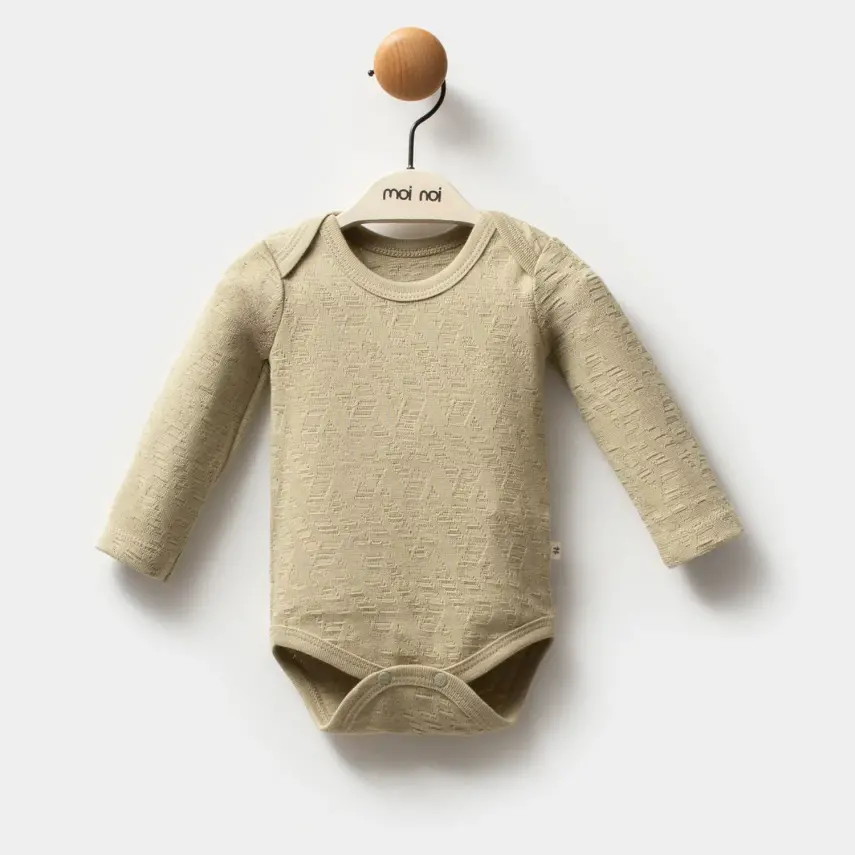 Moi Noi Bebek Uzun Kollu Çıtçıtlı Body Amerikan Yaka Haki Unisex - 1