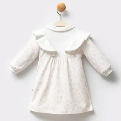 Moi Noi Çiçek Desenli Bebek Elbise Somon (1)