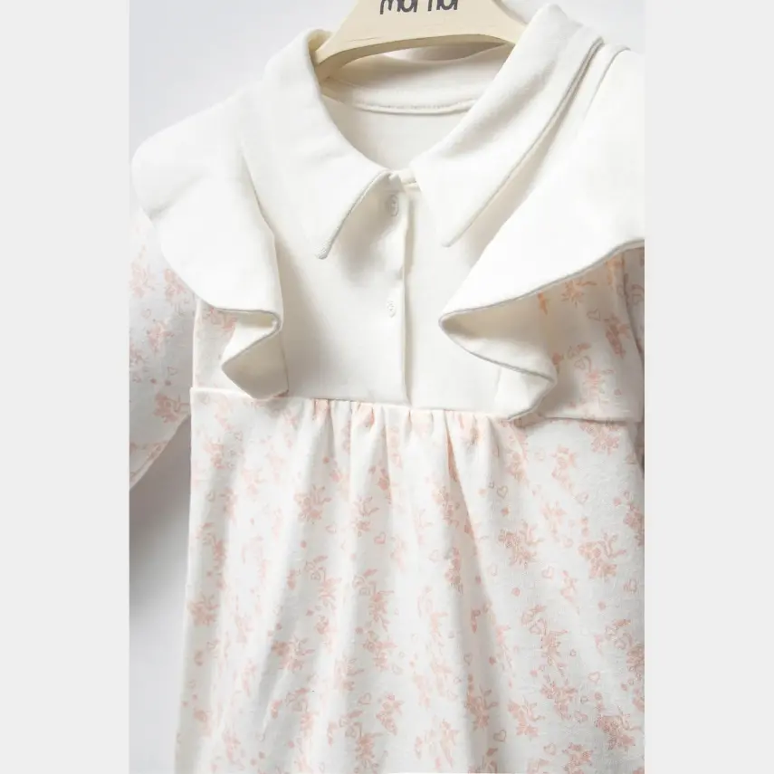 Moi Noi Çiçek Desenli Bebek Elbise Somon - 8