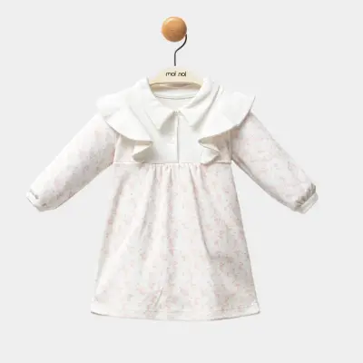 Moi Noi Çiçek Desenli Bebek Elbise Somon - 4