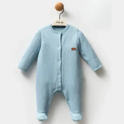 Moi Noi Erkek Bebek Tulum Şapkalı Mavi (1)