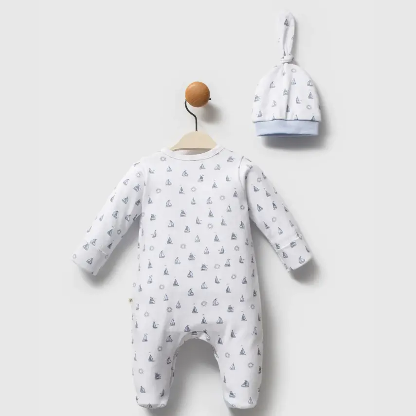 Moi Noi Erkek Tulum Şapka Takım Captain Mavi - 2