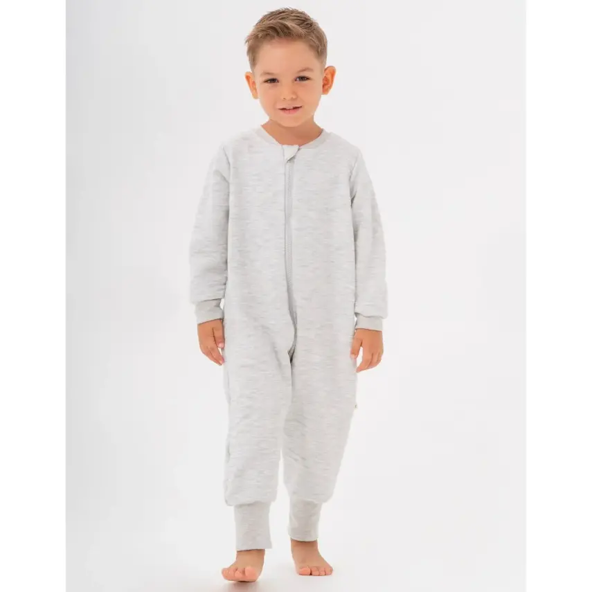 Moi Noi Fermuarlı Uzun Kollu Kışlık Bebek Çocuk Uyku Tulumu Kapitone Gri 2,5 Tog - 3